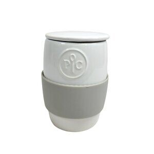 Pampered Chef White & Gray Ceramic Egg Cooker